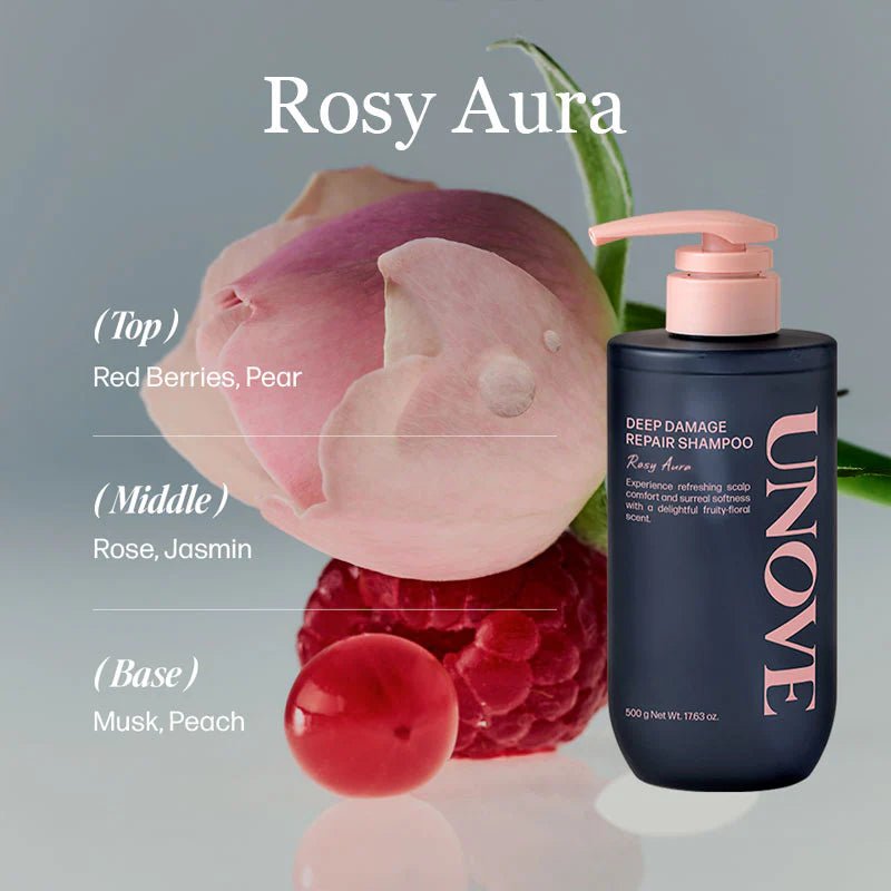 UNOVE Deep Damage Repair Shampoo 500ml - Rosy Aura Hair Care 3