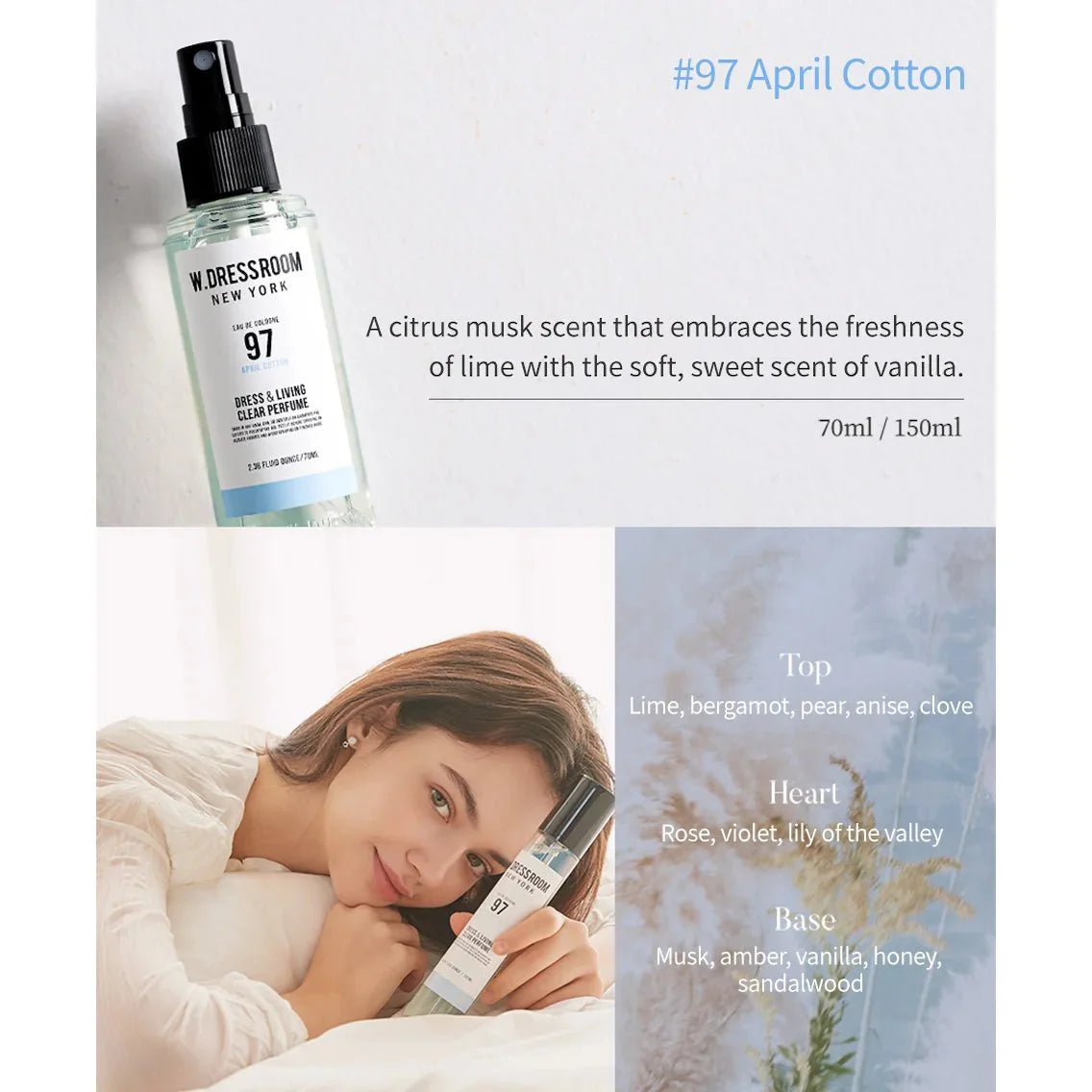 W.DRESSROOM Dress & Living Clear Perfume 70ml - No.97 April CottonHealth & Beauty oceanbuy.ca markham toronto free ship USA asian korean skincare