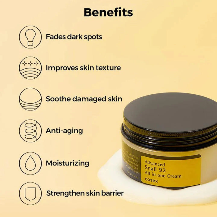 COSRX Advanced Snail 92 All In One Cream 100ml benefits
